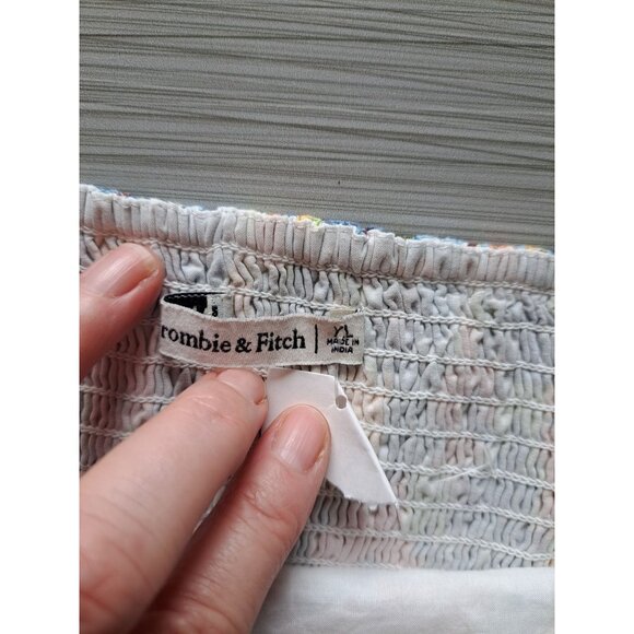 Abercrombie & Fitch Women's XL Square Neck Floral Ruched Puff Sleeve Crop Top NE - Picture 7 of 12